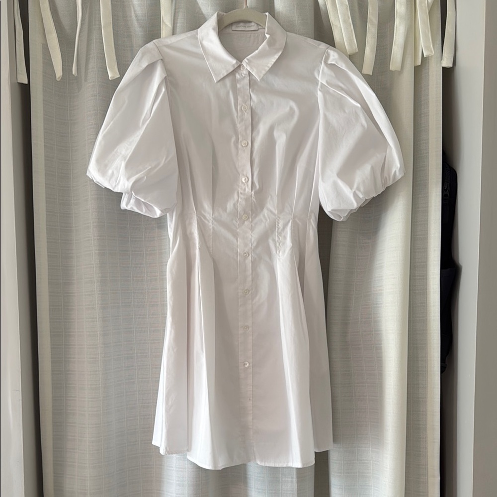 Jonathan Simkhai White Button Up Puff Sleeve Mini Dress Size 4